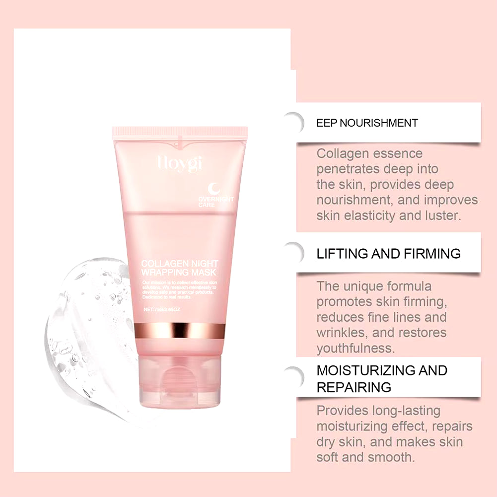 Collagen Tear-Off Mask Collagen Overnight Wrapping Mask Hydrating Moisturizing Hydrolyzed Collagen Mask Korean Skin Care