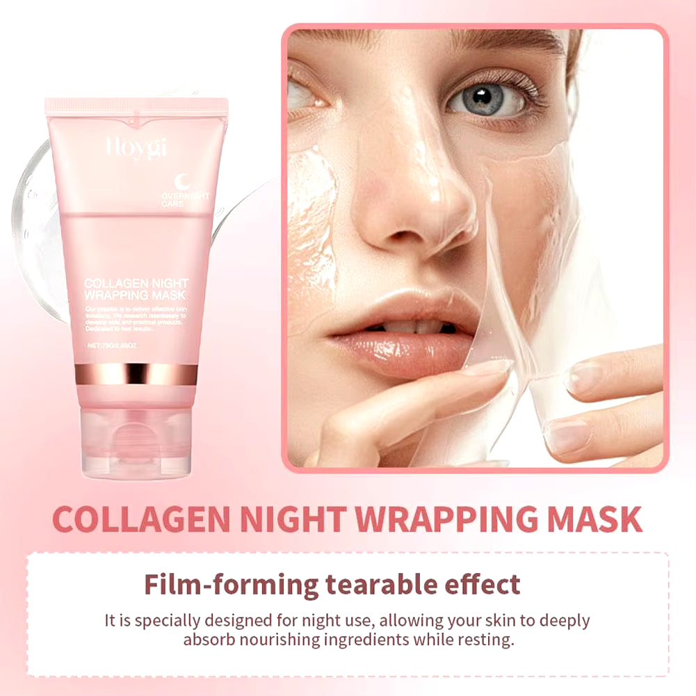 Collagen Tear-Off Mask Collagen Overnight Wrapping Mask Hydrating Moisturizing Hydrolyzed Collagen Mask Korean Skin Care