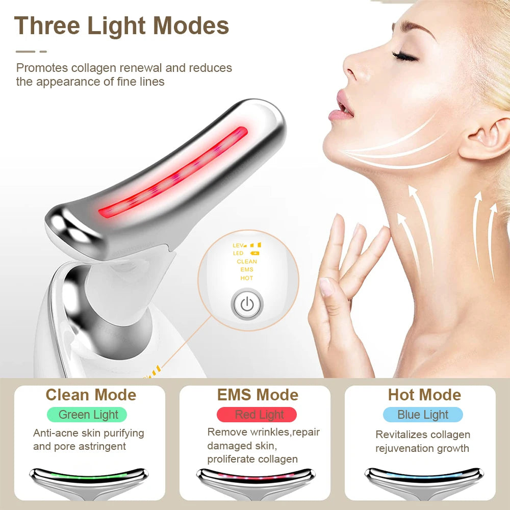 Facial Massager EMS Facial Microcurrent Anti-Aging Facial Massager Skin Tightening Red Light Therapy Neck Face Lifting Massager