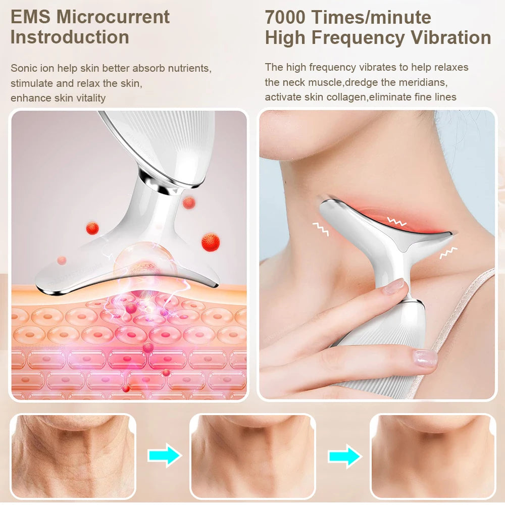 Facial Massager EMS Facial Microcurrent Anti-Aging Facial Massager Skin Tightening Red Light Therapy Neck Face Lifting Massager