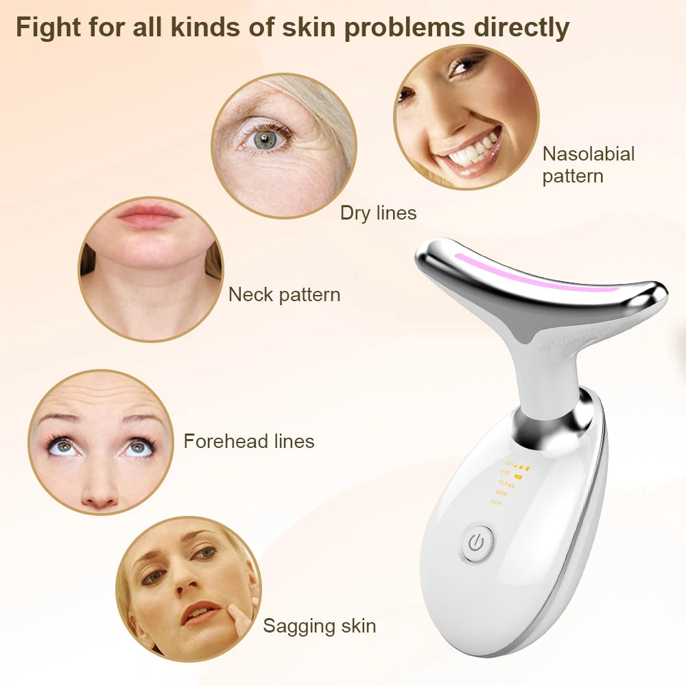 Facial Massager EMS Facial Microcurrent Anti-Aging Facial Massager Skin Tightening Red Light Therapy Neck Face Lifting Massager