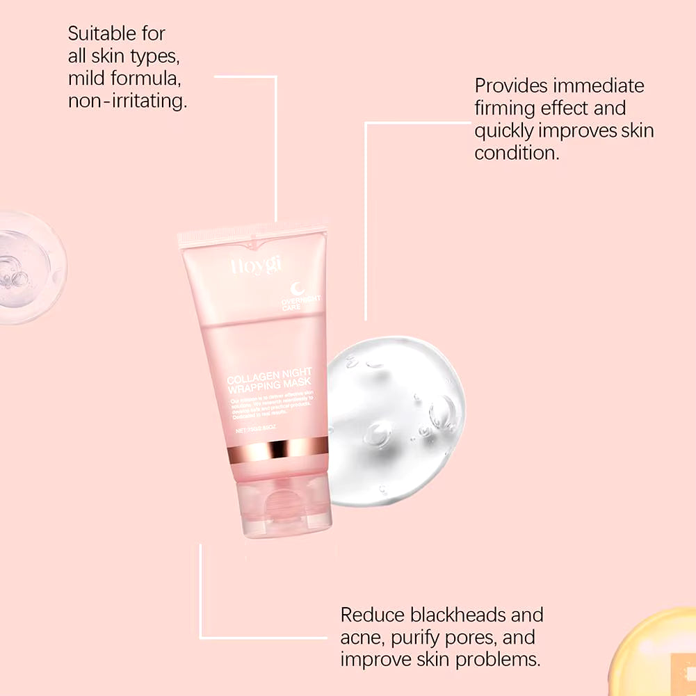 Collagen Tear-Off Mask Collagen Overnight Wrapping Mask Hydrating Moisturizing Hydrolyzed Collagen Mask Korean Skin Care